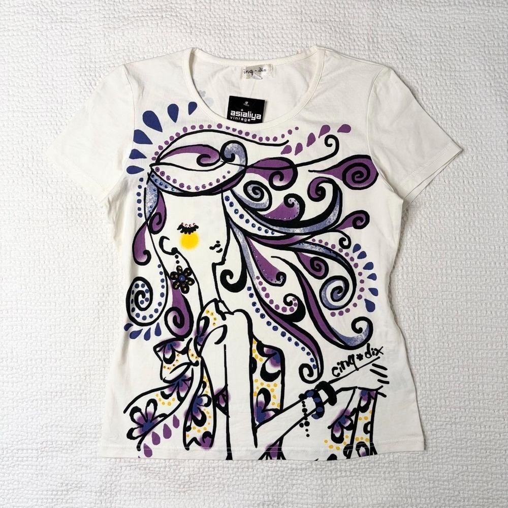 Cinq Dix euro bedazzled graphic baby tee